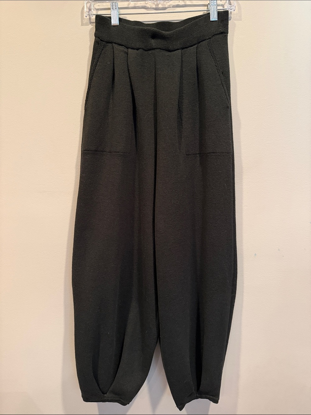 Free People FP Beach Freya Knit Pleated Balloon Harem Pants Black Small Like New